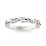 Artcarved Bridal Mounted with Side Stones Contemporary Twist Diamond Wedding Band Marnie 14K White Gold