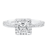 Artcarved Bridal Semi-Mounted with Side Stones Classic Halo Engagement Ring Leighton 14K White Gold