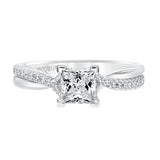 Artcarved Bridal Mounted with CZ Center Contemporary Twist Diamond Engagement Ring Tate 14K White Gold