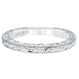 Artcarved Bridal Mounted with Side Stones Vintage Filigree Diamond Wedding Band Amal 14K White Gold