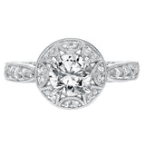 Artcarved Bridal Mounted with CZ Center Vintage Filigree Halo Engagement Ring Eleanor 14K White Gold