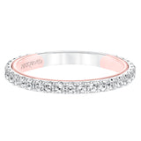 Artcarved Bridal Mounted with Side Stones Contemporary Twist Solitaire Diamond Wedding Band Tayla 14K White Gold Primary & 14K Rose Gold