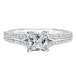 Artcarved Bridal Mounted with CZ Center Contemporary Twist Diamond Engagement Ring Theodora 14K White Gold