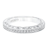 Artcarved Bridal Mounted with Side Stones Vintage Filigree Diamond Wedding Band Savannah 14K White Gold