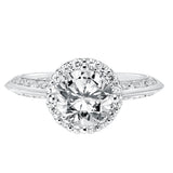 Artcarved Bridal Semi-Mounted with Side Stones Vintage Filigree Halo Engagement Ring Isador 14K White Gold