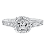 Artcarved Bridal Mounted with CZ Center Vintage Filigree Halo Engagement Ring Octavia 14K White Gold
