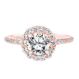 Artcarved Bridal Semi-Mounted with Side Stones Classic Halo Engagement Ring Judith 14K Rose Gold