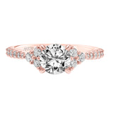 Artcarved Bridal Semi-Mounted with Side Stones Classic 3-Stone Engagement Ring Clio 14K Rose Gold