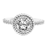Artcarved Bridal Mounted with CZ Center Contemporary Rope Halo Engagement Ring Kaydence 14K White Gold