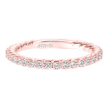 Artcarved Bridal Mounted with Side Stones Contemporary Rope Diamond Wedding Band Wren 14K Rose Gold