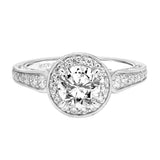 Artcarved Bridal Semi-Mounted with Side Stones Vintage Filigree Halo Engagement Ring Dolores 14K White Gold