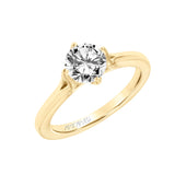 Artcarved Bridal Mounted with CZ Center Contemporary Floral Solitaire Engagement Ring Buttercup 14K Yellow Gold
