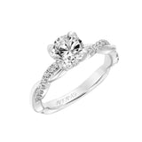 Artcarved Bridal Mounted with CZ Center Contemporary Floral Engagement Ring Daffodil 18K White Gold