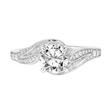 Artcarved Bridal Mounted with CZ Center Contemporary Floral Diamond Engagement Ring Calalily 18K White Gold