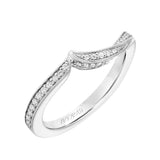 Artcarved Bridal Mounted with Side Stones Contemporary Floral Diamond Wedding Band Calalily 14K White Gold
