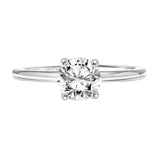Artcarved Bridal Semi-Mounted with Side Stones Classic Solitaire Engagement Ring Kit 14K White Gold