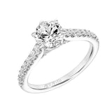 Artcarved Bridal Semi-Mounted with Side Stones Classic Diamond Engagement Ring Elana 14K White Gold