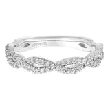 Artcarved Bridal Mounted with Side Stones Contemporary Floral Twist Diamond Wedding Band Sweetpea 18K White Gold