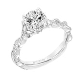 Artcarved Bridal Mounted with CZ Center Contemporary Floral Engagement Ring Amaryllis 18K White Gold