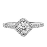 Artcarved Bridal Mounted with CZ Center Classic Halo Engagement Ring Caroline 18K White Gold
