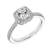 Artcarved Bridal Mounted Mined Live Center Classic One Love Halo Engagement Ring Charlene 18K White Gold