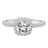 Artcarved Bridal Mounted Mined Live Center Classic One Love Halo Engagement Ring Charlene 18K White Gold