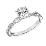 Artcarved Bridal Semi-Mounted with Side Stones Contemporary Twist Engagement Ring Cassidy 18K White Gold