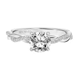 Artcarved Bridal Semi-Mounted with Side Stones Contemporary Twist Engagement Ring Cassidy 18K White Gold