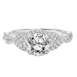 Artcarved Bridal Mounted Mined Live Center Contemporary One Love Engagement Ring Dakota 14K White Gold