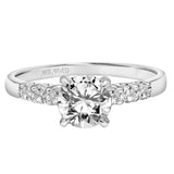 Artcarved Bridal Semi-Mounted with Side Stones Classic Engagement Ring Erica 14K White Gold