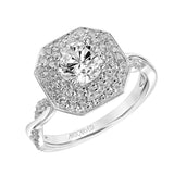 Artcarved Bridal Mounted Mined Live Center Contemporary One Love Engagement Ring Chantal 18K White Gold