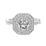 Artcarved Bridal Mounted Mined Live Center Contemporary One Love Engagement Ring Chantal 18K White Gold