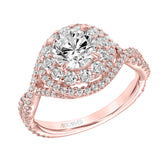 Artcarved Bridal Mounted Mined Live Center Contemporary One Love Engagement Ring Mystelle 14K White Gold
