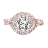 Artcarved Bridal Mounted Mined Live Center Contemporary One Love Engagement Ring Mystelle 14K White Gold