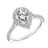 Artcarved Bridal Semi-Mounted with Side Stones Classic Halo Engagement Ring Melissa 18K White Gold