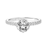 Artcarved Bridal Semi-Mounted with Side Stones Classic Diamond Engagement Ring Marsha 18K White Gold