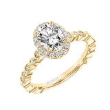 Artcarved Bridal Mounted with CZ Center Contemporary Halo Engagement Ring Paley 18K Yellow Gold