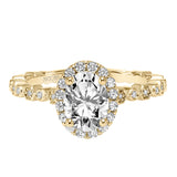 Artcarved Bridal Mounted with CZ Center Contemporary Halo Engagement Ring Paley 18K Yellow Gold