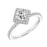 Artcarved Bridal Mounted with CZ Center Contemporary Halo Engagement Ring Joy 14K White Gold