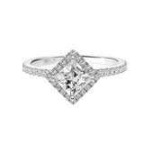 Artcarved Bridal Mounted with CZ Center Contemporary Halo Engagement Ring Joy 14K White Gold