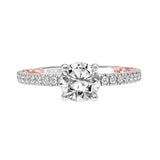 Artcarved Bridal Mounted with CZ Center Classic Lyric Diamond Engagement Ring Cora 18K White Gold Primary & Rose Gold