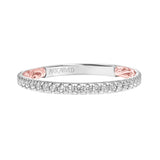 Artcarved Bridal Mounted with Side Stones Classic Lyric Diamond Wedding Band Cora 18K White Gold Primary & Rose Gold