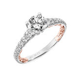 Artcarved Bridal Semi-Mounted with Side Stones Classic Lyric Engagement Ring Harley 14K White Gold Primary & 14K Yellow Gold