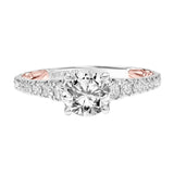 Artcarved Bridal Semi-Mounted with Side Stones Classic Lyric Engagement Ring Harley 14K White Gold Primary & 14K Yellow Gold