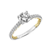 Artcarved Bridal Semi-Mounted with Side Stones Classic Lyric Engagement Ring Marta 14K Yellow Gold