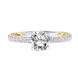 Artcarved Bridal Semi-Mounted with Side Stones Classic Lyric Diamond Engagement Ring Brianne 14K White Gold Primary & 14K Yellow Gold