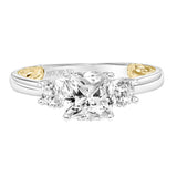 Artcarved Bridal Semi-Mounted with Side Stones Classic Lyric 3-Stone Engagement Ring Christy 14K White Gold Primary & 14K Yellow Gold
