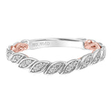 Artcarved Bridal Mounted with Side Stones Contemporary Lyric Diamond Wedding Band Anouk 14K White Gold Primary & 14K Rose Gold