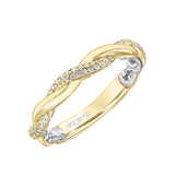 Artcarved Bridal Mounted with Side Stones Contemporary Lyric Diamond Wedding Band Starla 14K White Gold Primary & 14K Yellow Gold