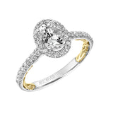 Artcarved Bridal Mounted with CZ Center Classic Lyric Halo Engagement Ring Falyn 14K White Gold